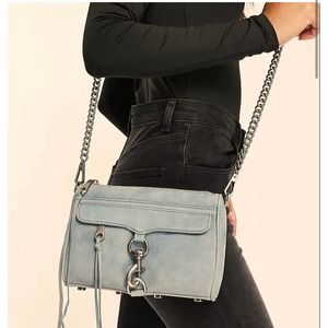 REBECCA MINKOFF BIG MAC Gray  leather / silver hardware   Crossbody/clutch purse